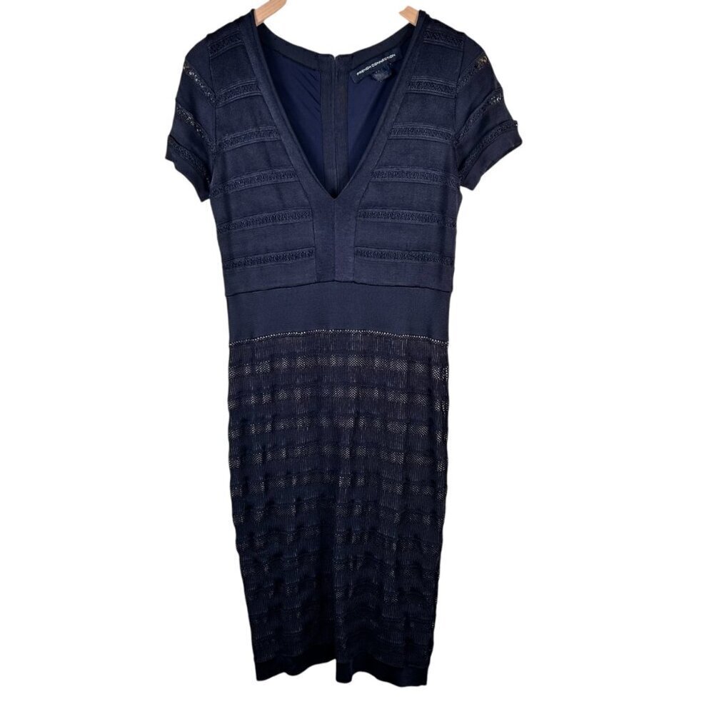 French Connection Size 12 Dress Navy Stretch Work